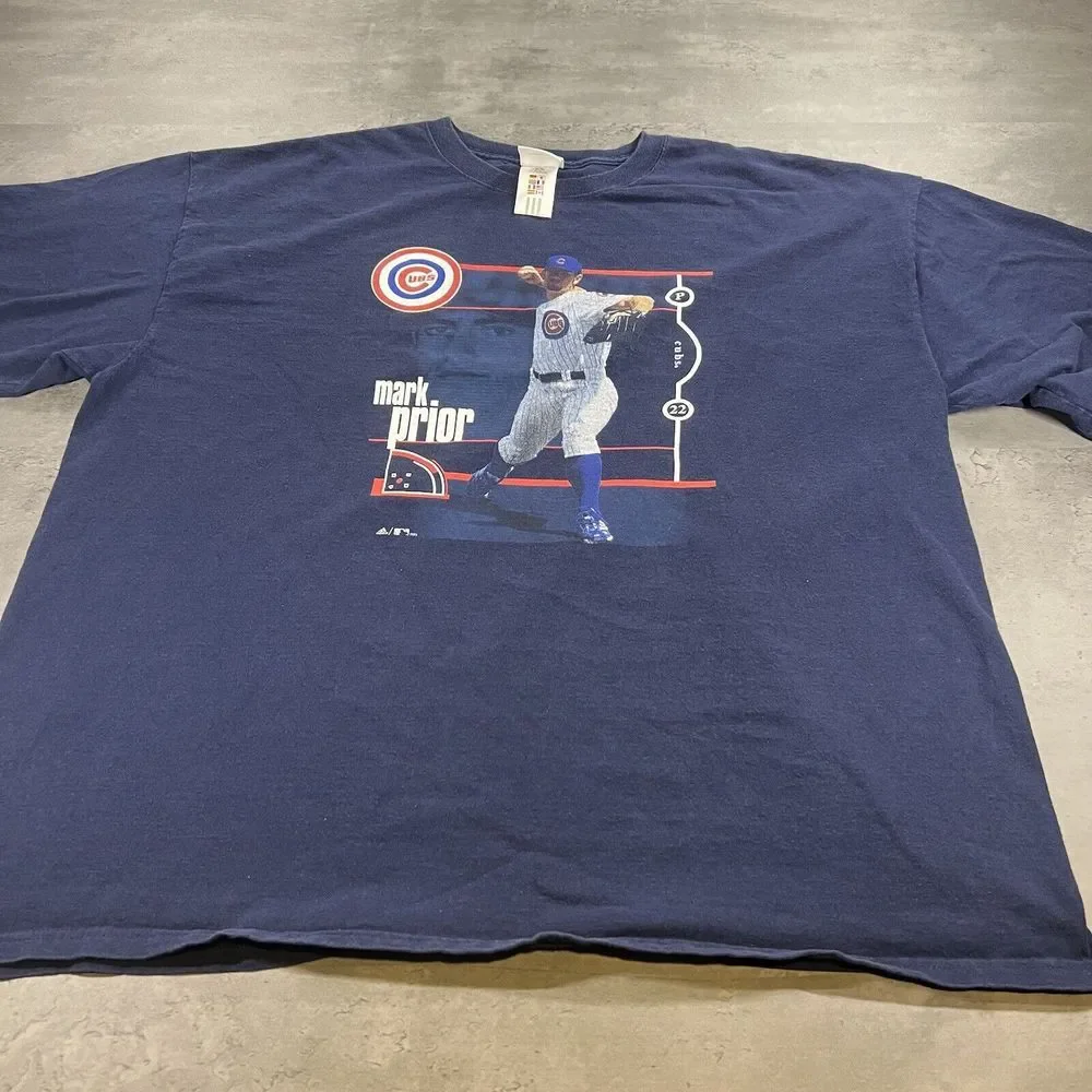 Adidas Chicago Cubs Shirt Adult 2XL XXL Blue Player Caricature MLB Baseball Mens